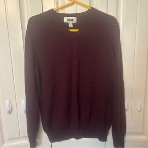 Joseph Abboud 100% Merino Wool Men's V-Neck Sweater - Deep Burgundy size XL